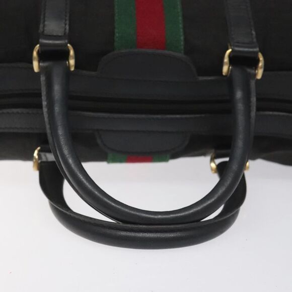 Gucci Vintage Web Boston Bag Gg Canvas Black Canvas Handbag (Pre-Owned) - Picture 7 of 16